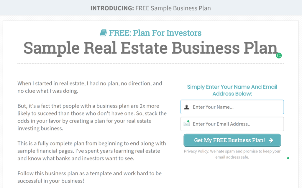 real estate squeeze page