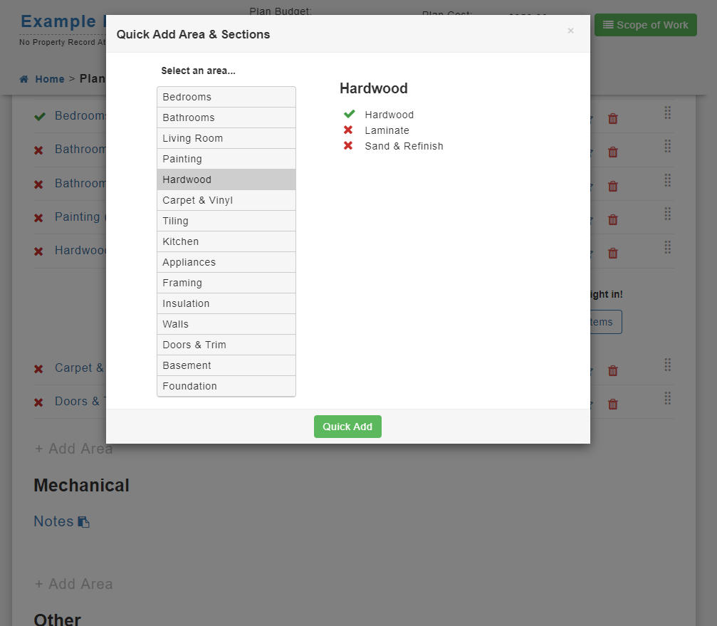 realeflow rehab planner scope of work