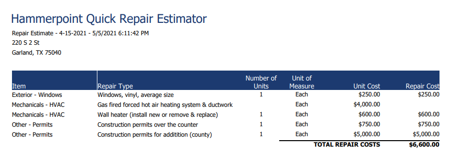 realeflow repair estimator